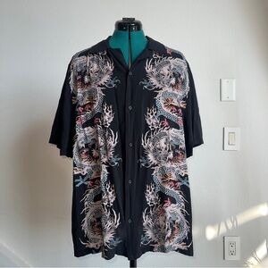 Allsaints Men's Black Dragon Print Shirt
